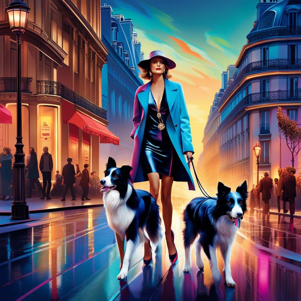 Parisian Supermodel and Border Collie Artwork