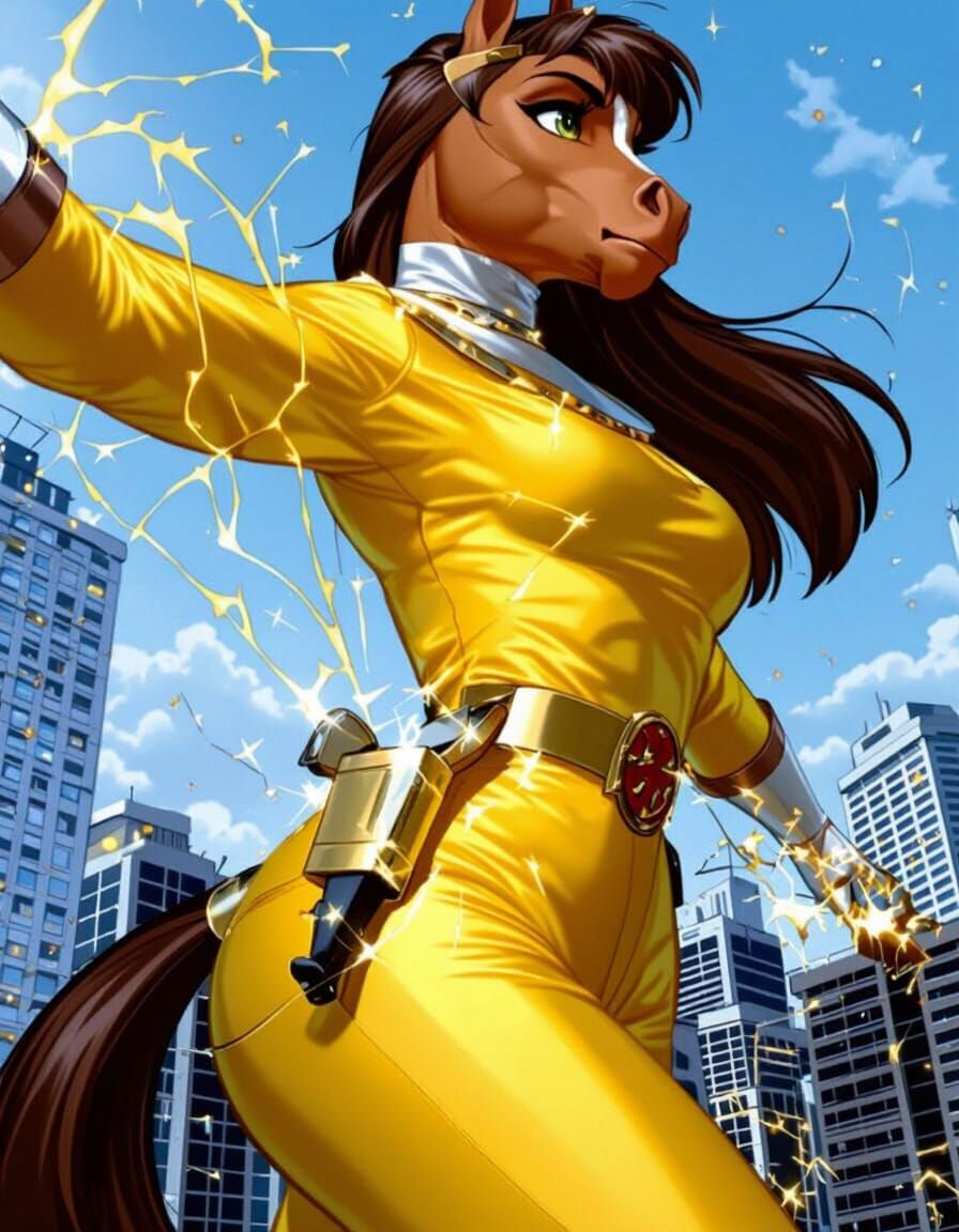 Giantess Anthro Horse Power Ranger Comic Art