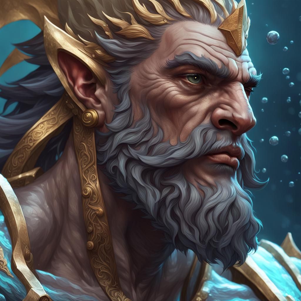 Hyperdetailed Male Triton Portrait in Unreal Engine 5