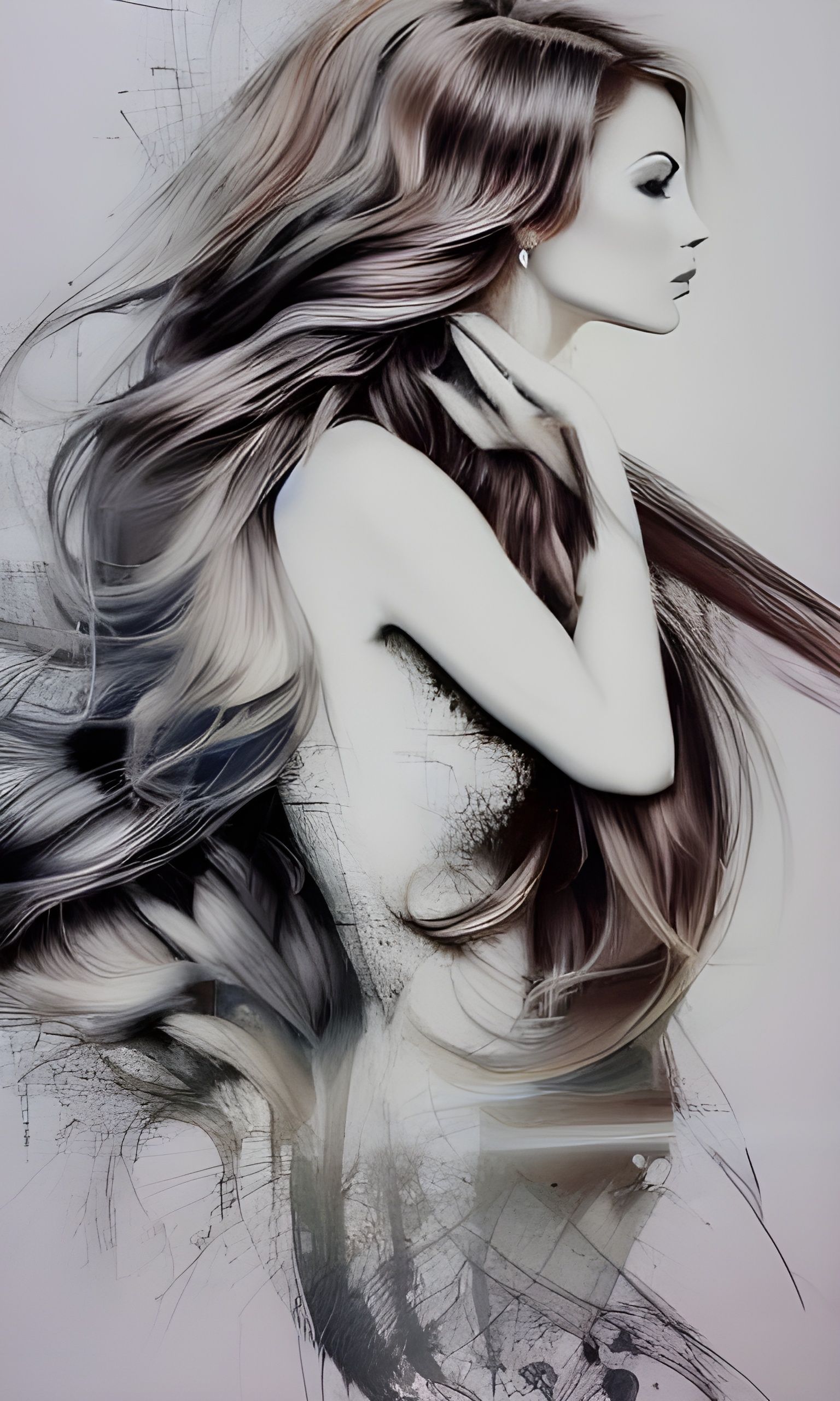 Detailed Princess Portrait with Flowing Hair