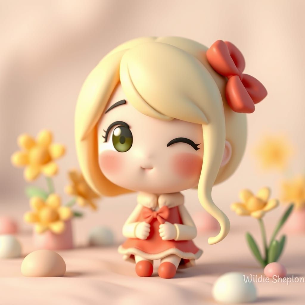 Playdough Chibi Anime Girl in 3D Clay Art