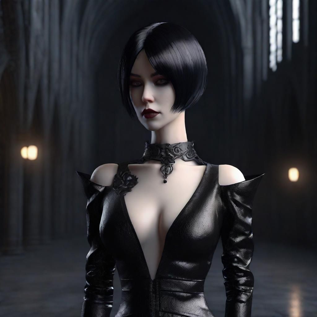 Dystopian Goth Widow in Detailed Gothic Art