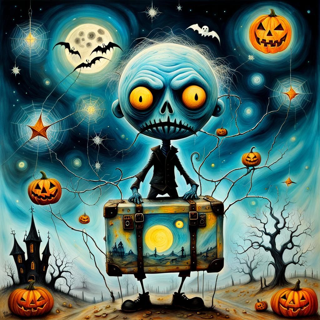 Surreal Male Portrait in Futuristic Halloween Style