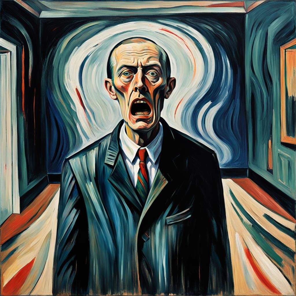 Tormented Figure in Expressionist Portrait