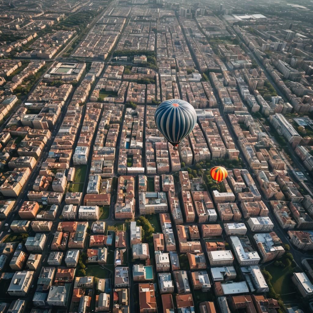 Hot Air Balloon Flight Over City: Photography