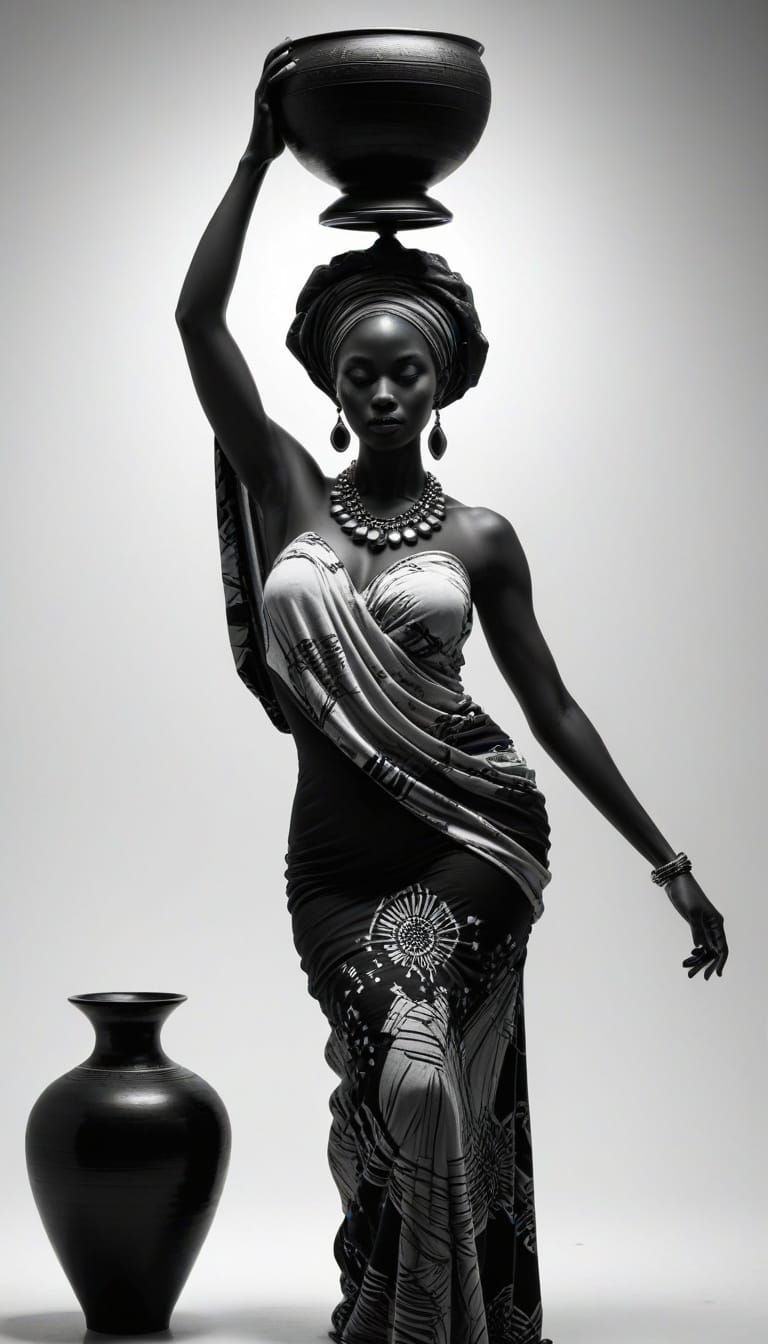 African Queen Silhouette in Traditional Garb