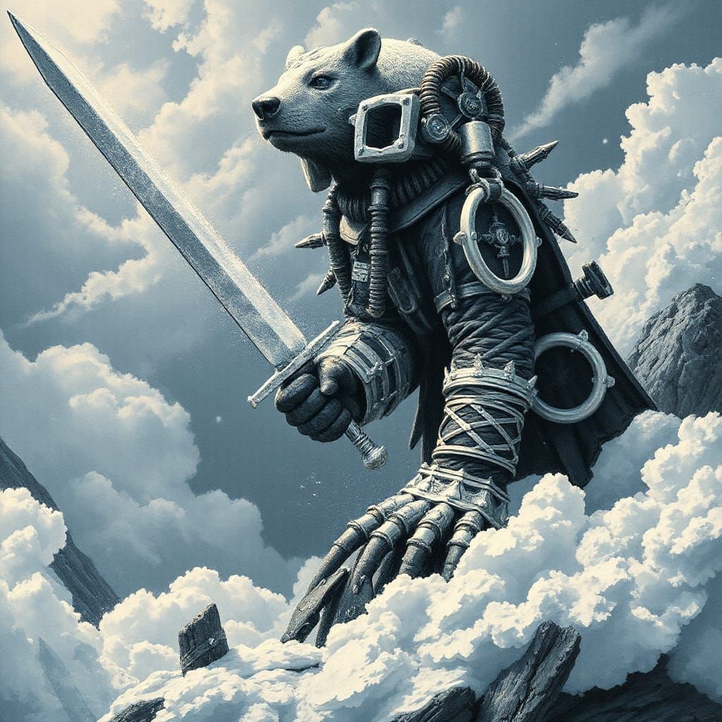 Surreal Bear-Birds in Chaotic Wastercore Landscape