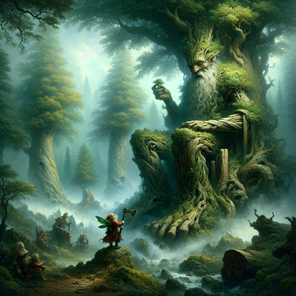 Ethereal Fairy Woodland Scene in 19th Century Romanticism St...