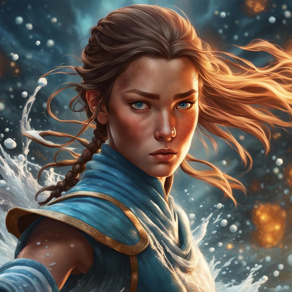 Waterbender Attacks: Artgerm and Rutkowski Concept Art