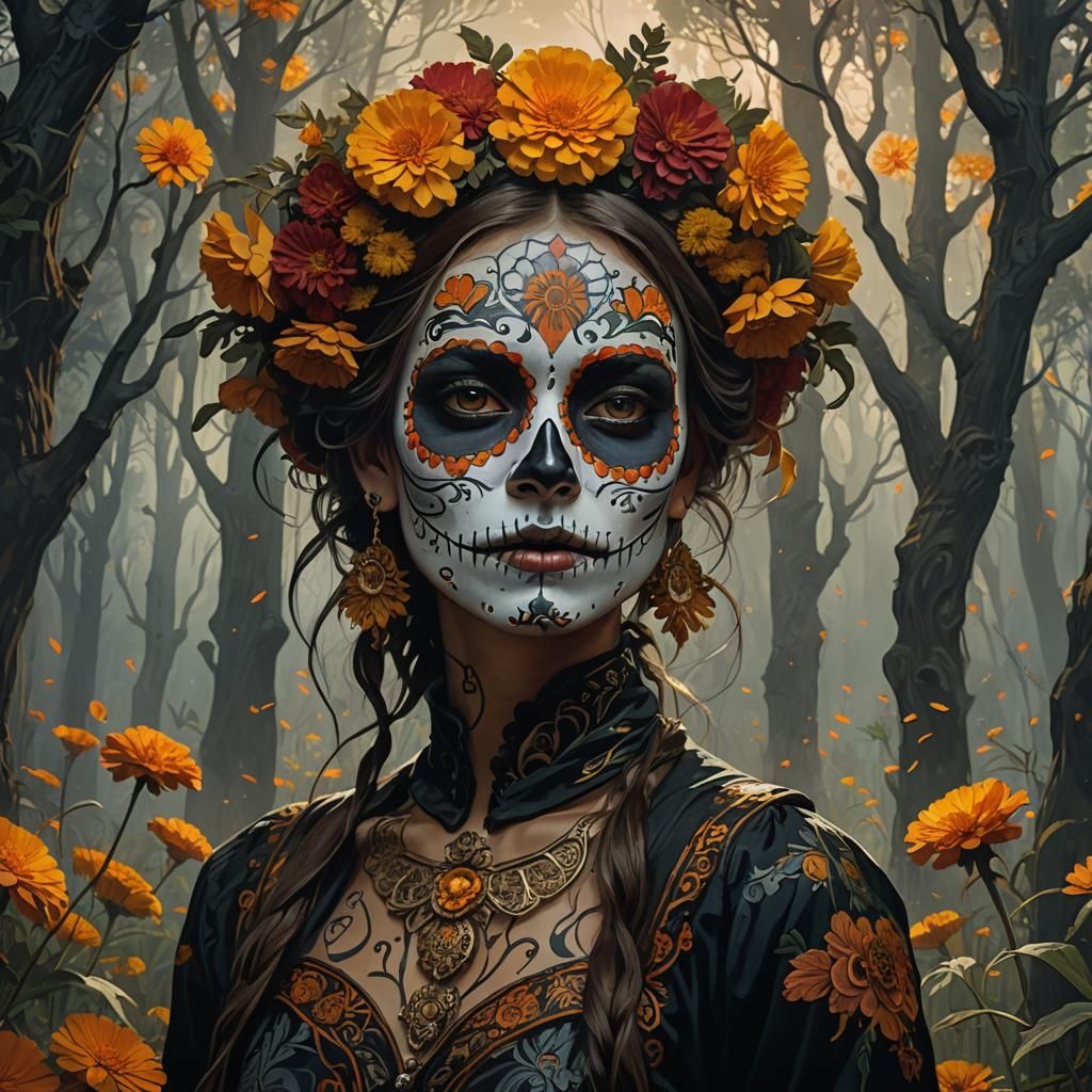 Day of the Dead Face Paint in Dark Fantasy Style