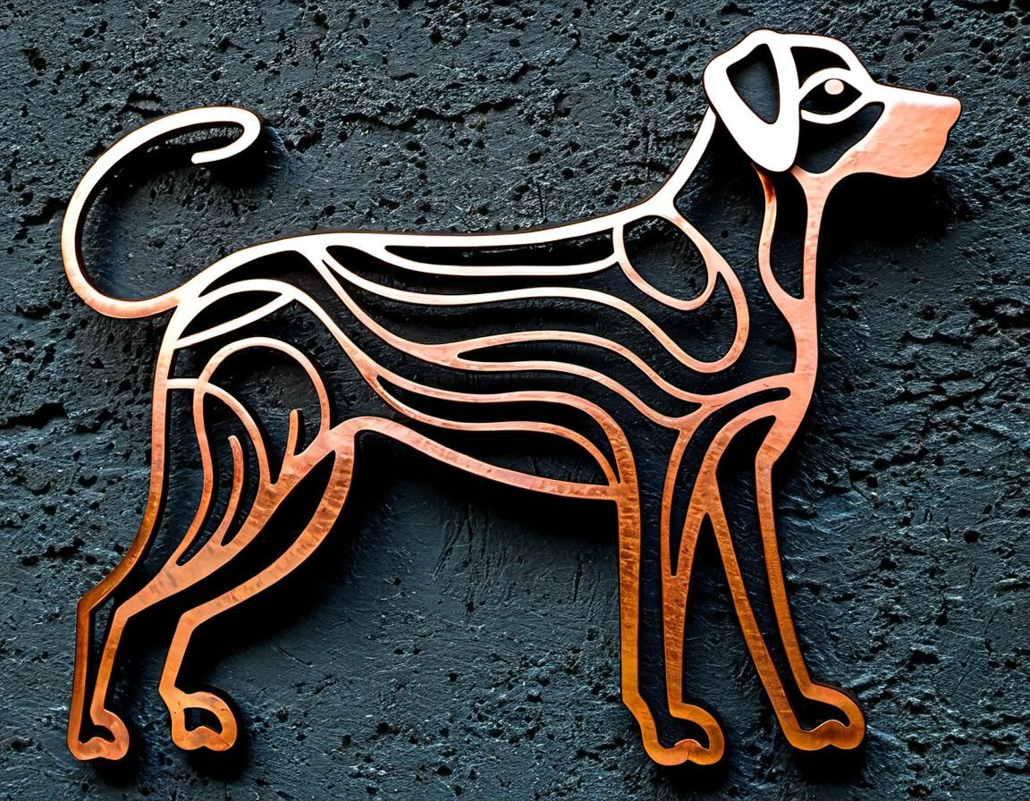 Copper Metal Dog Wall Art