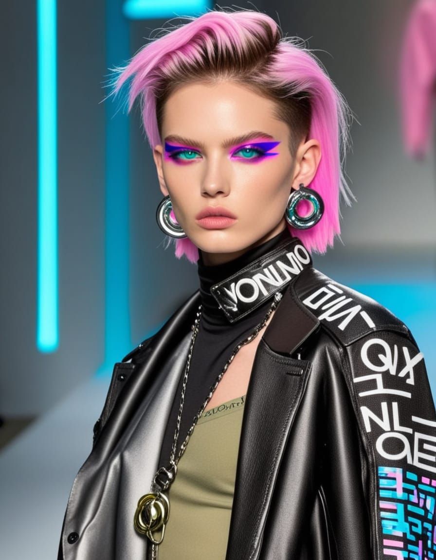 Neon Ghost: Cyberpunk Fashion Icon in Undercity