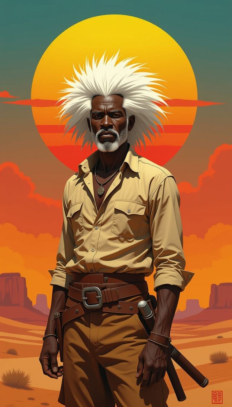 Desert Wanderer with White Mane in Gritty Realism