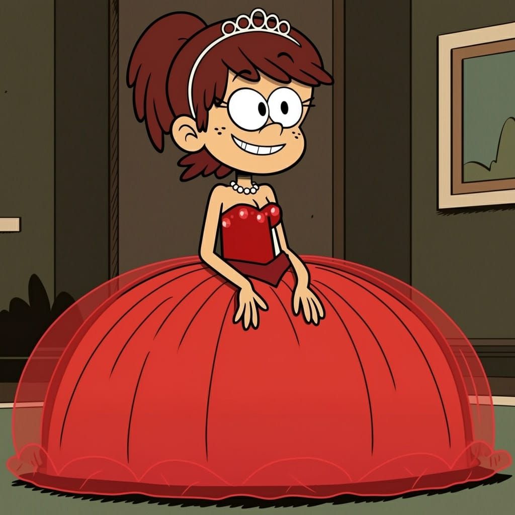 The Loud House Cartoon Style: Lynn Loud wearing a red strapl...
