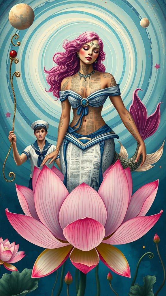 Mystical Muse on Lotus Flower, William Stout-Inspired, Sailo...