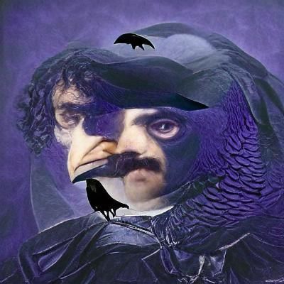 Raven on Bust: Gothic Horror Still Life