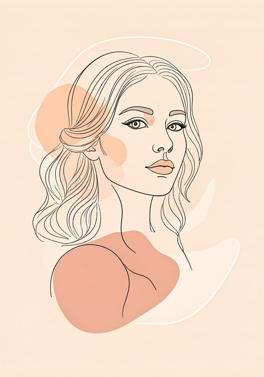 Ethereal Woman's Portrait in Minimalist Style, Evoking Picas...