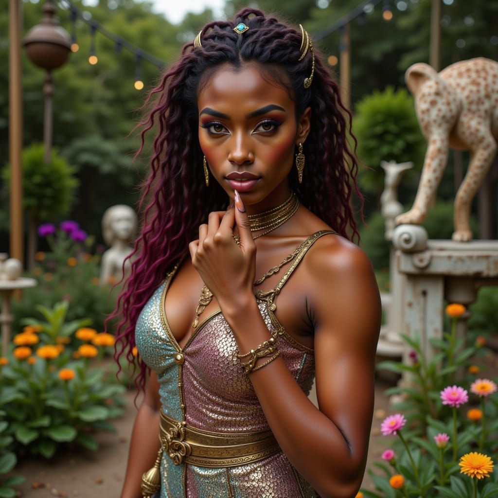 Androgynous Werecreature Fae in Celestial Garden