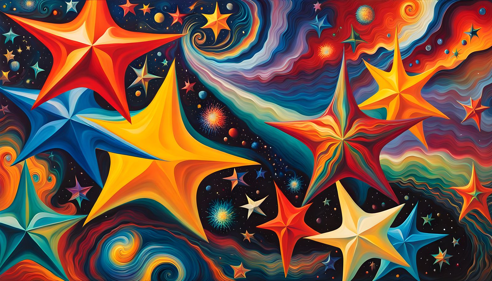 Iridescent Star Cluster Formation in Impasto Oil Style