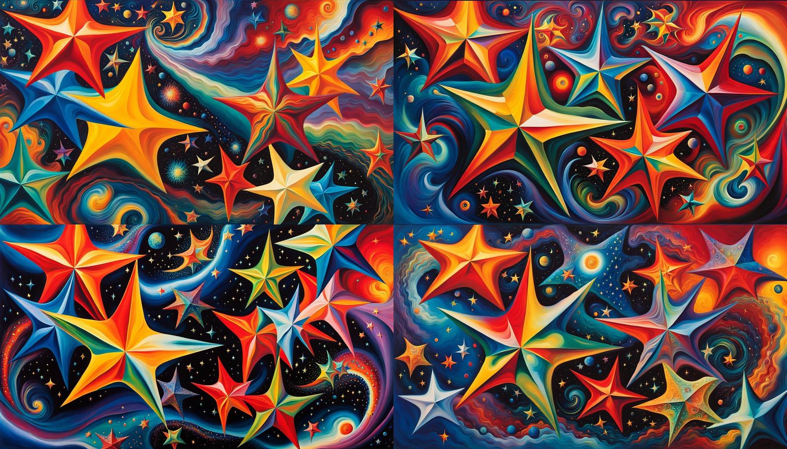 Swirling Celestial Star Cluster in Impasto Oil Style