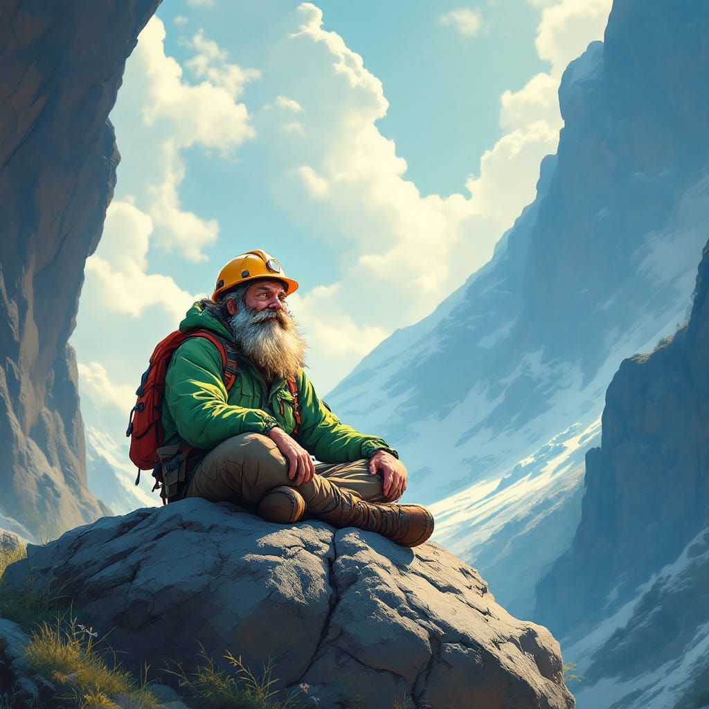 Enthusiastic Geologist Teaching in Studio Ghibli Style