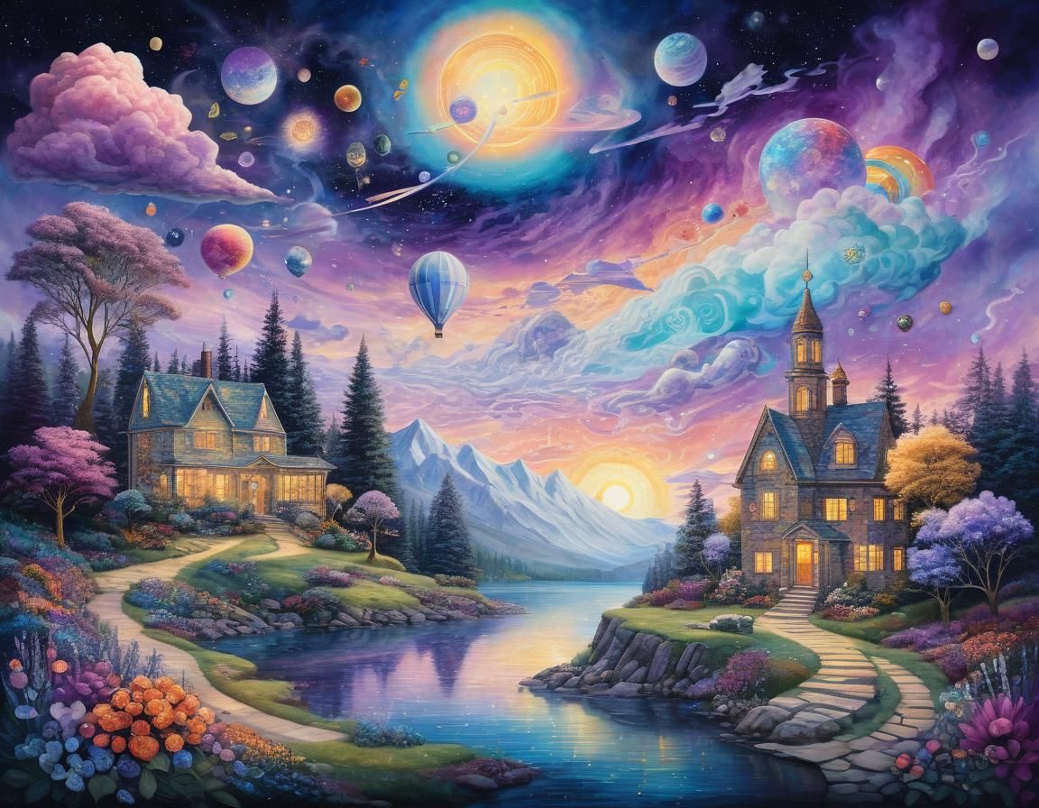 Ethereal Floral Art with Shimmering Effects