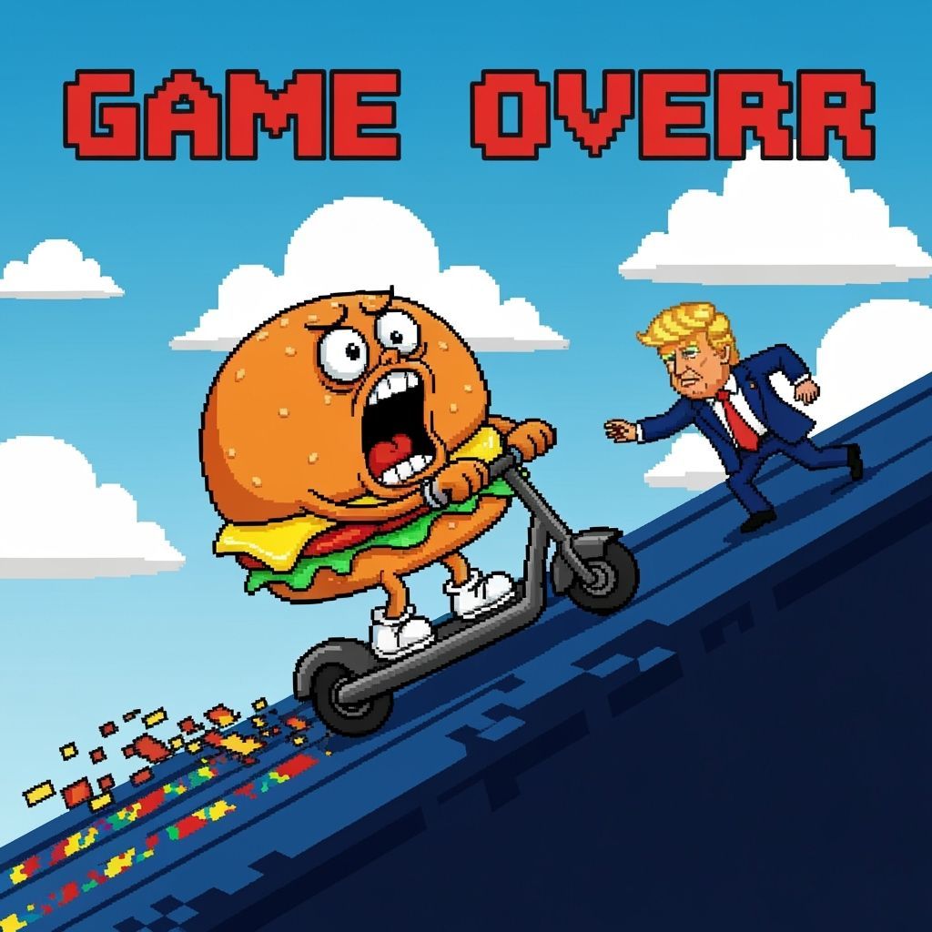 Cheeseburger Scooter Chase in Pixel Art Style