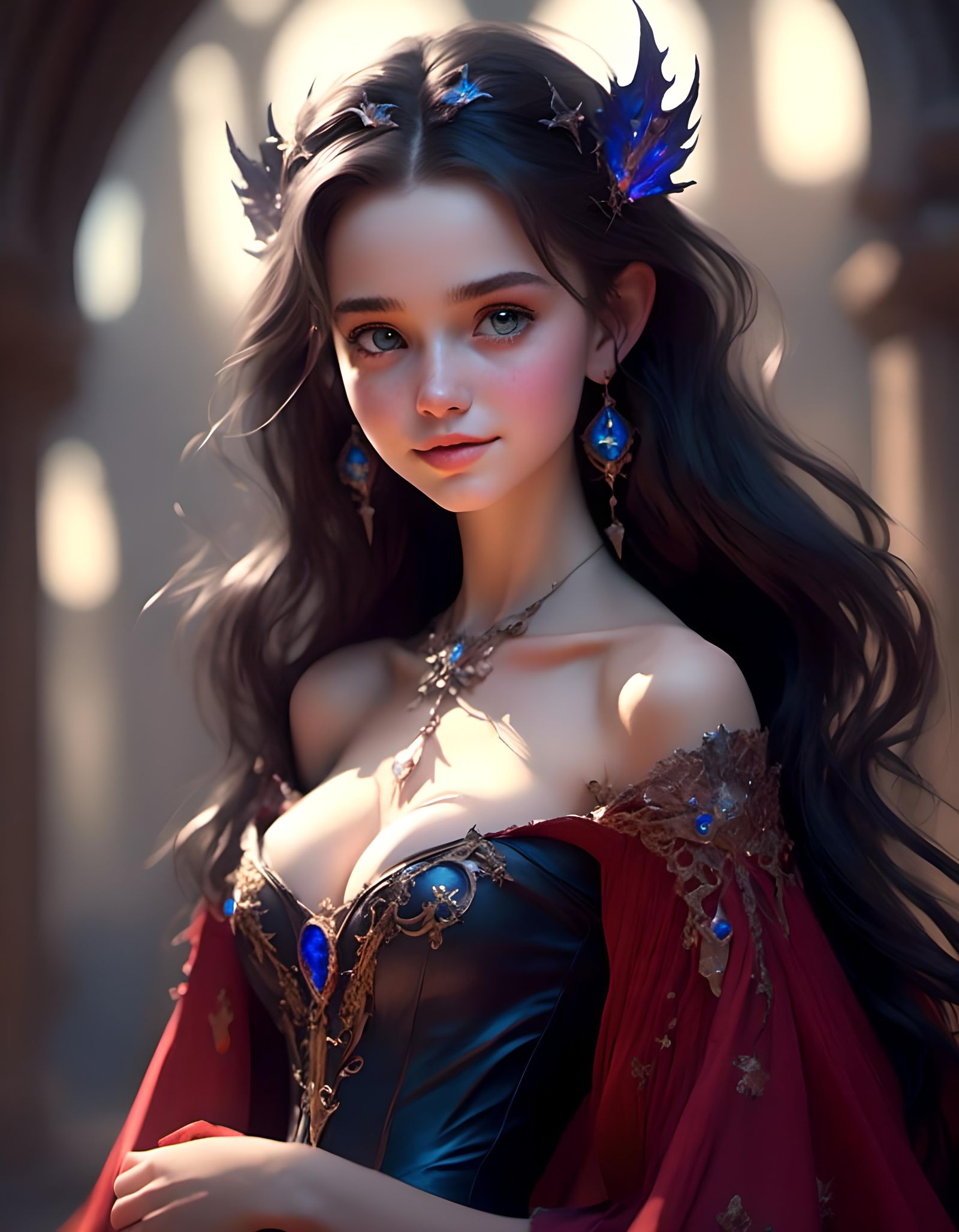 Baby-Faced Sorceress in Dark Academia Style