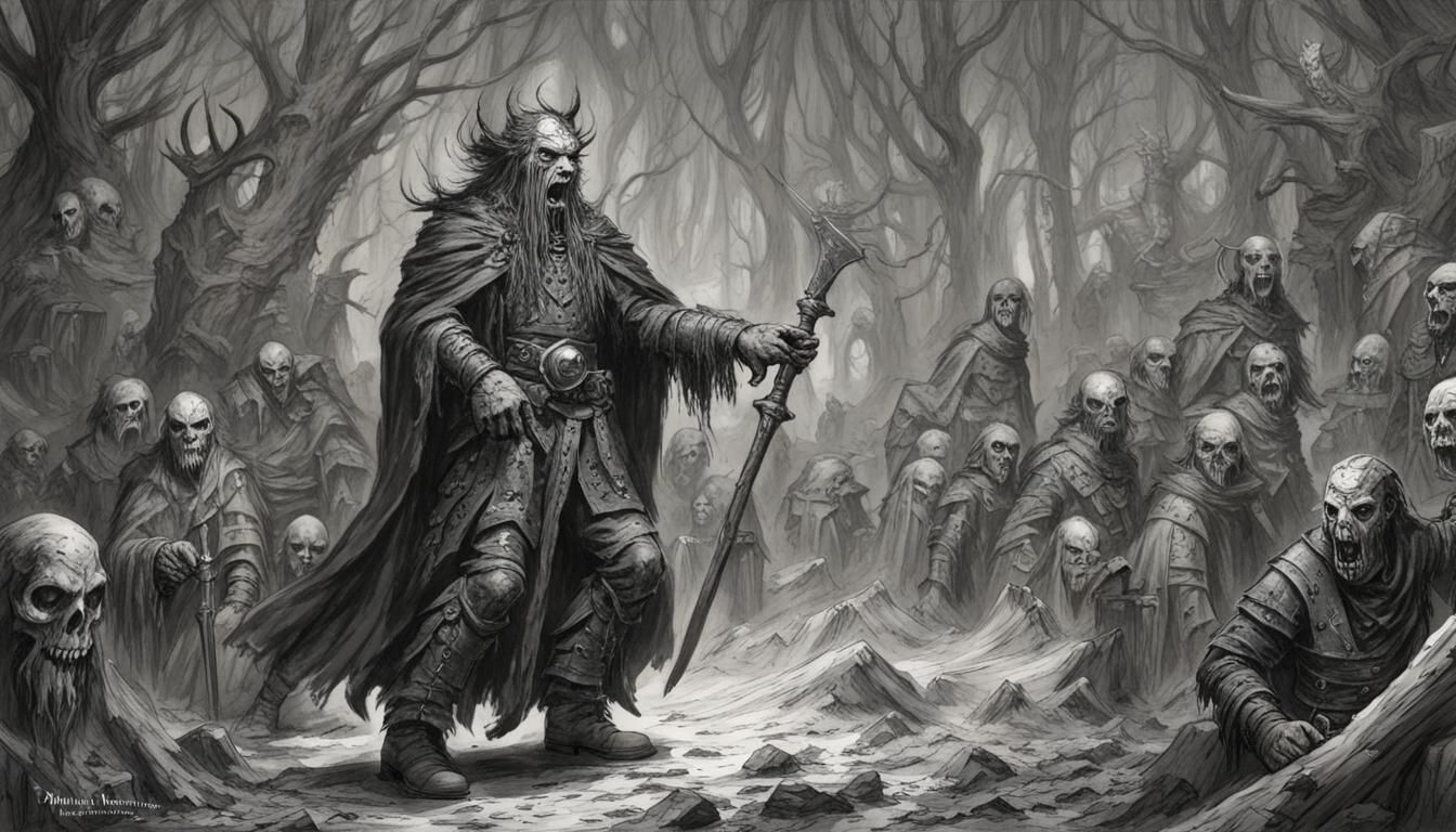 Dark Fantasy Drawing in Gustave Doré Style