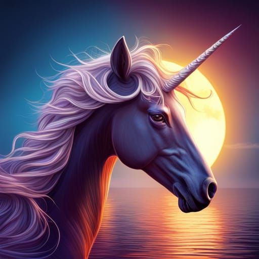 Majestic Black Unicorn Portrait in Hyperrealistic Style