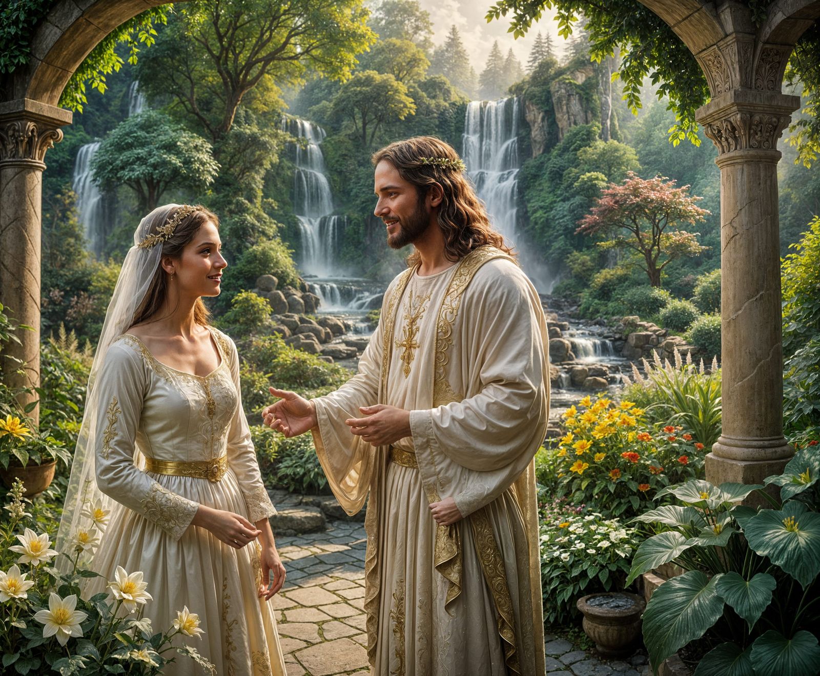 Jesus Smiling at Bride in Ethereal Garden