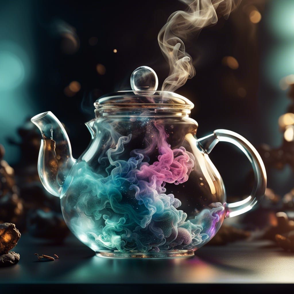 Cosmic Smoke Emanates from Glass Teapot