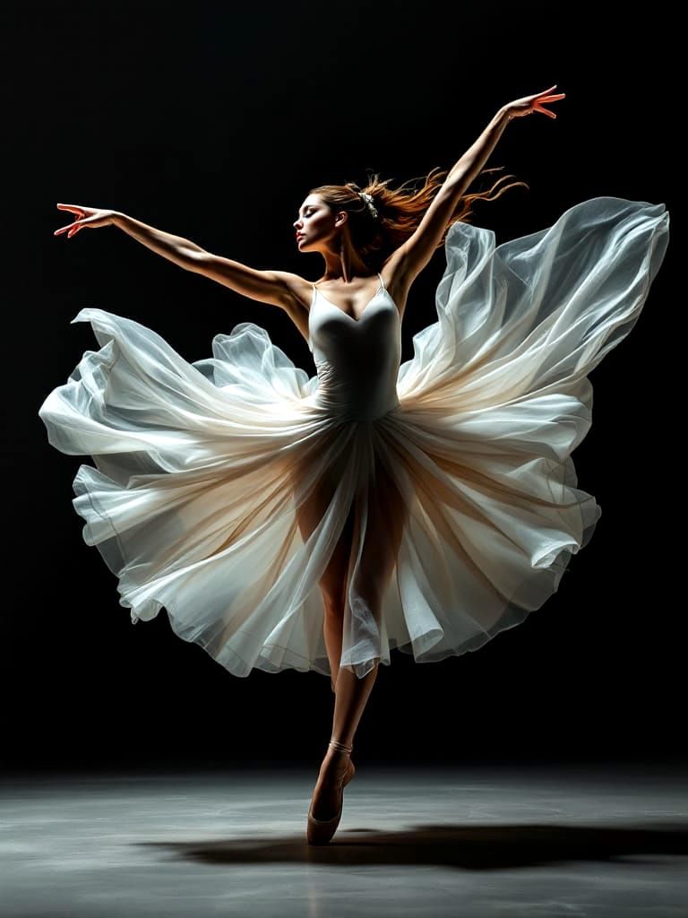 Ballerinas in Motion With Swirling Fabrics