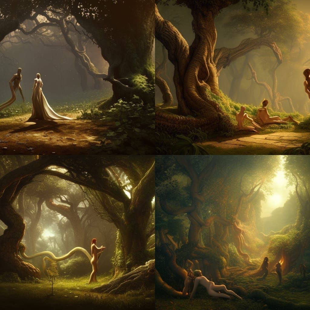 Adam & Eve: Forbidden Apple in Dark Fantasy Style
