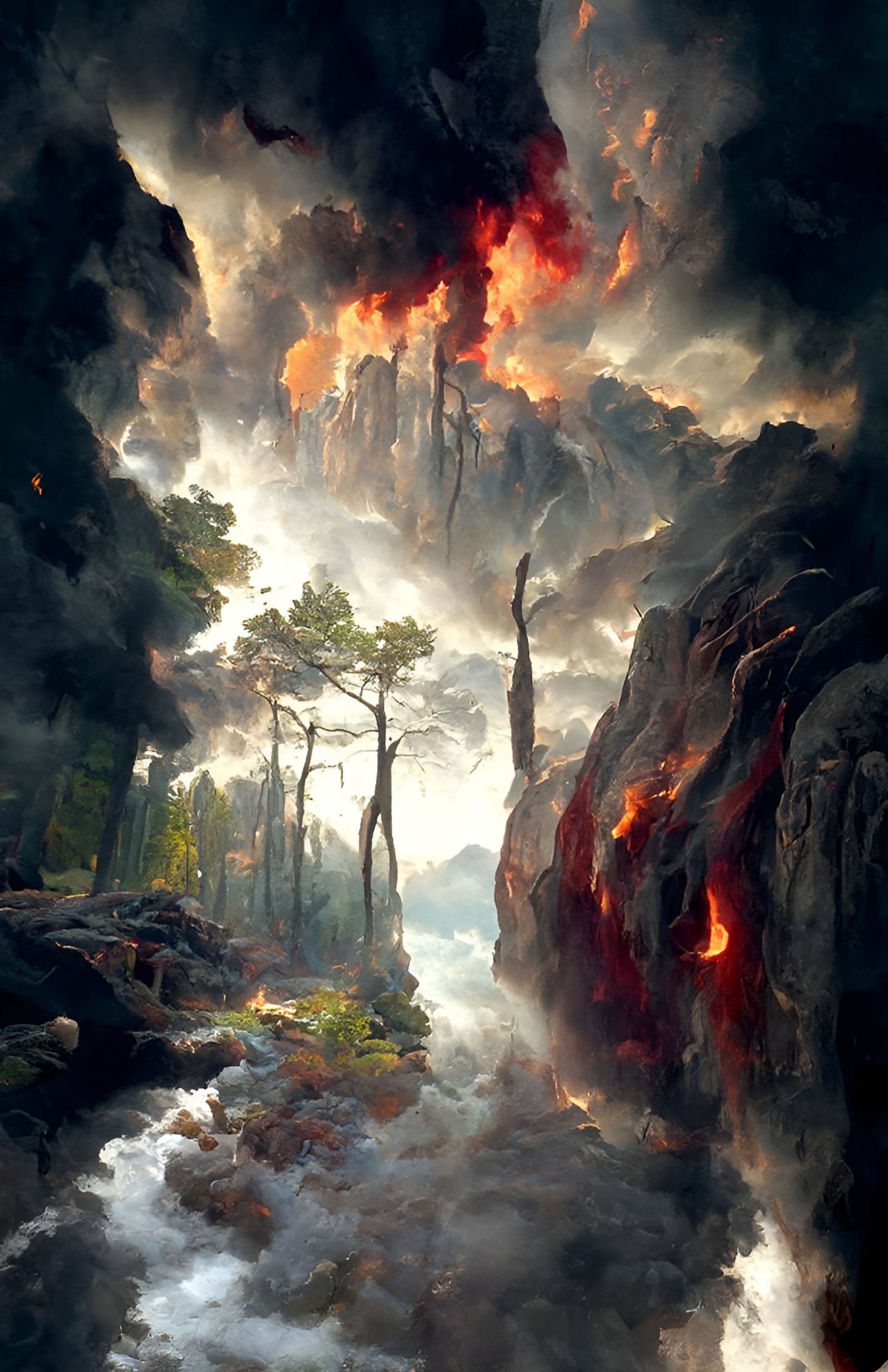 Inferno in the Mountains: A Hyperrealistic Firestorm