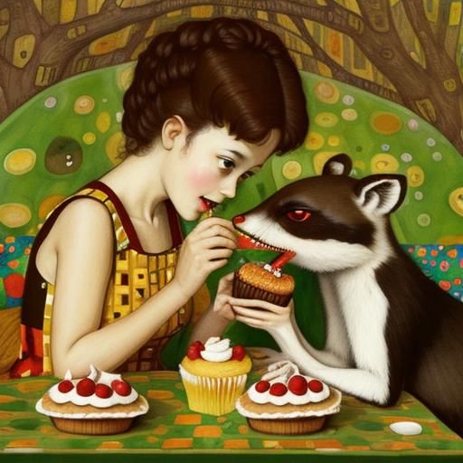 Anteaters Eating Cupcakes: Whimsical Watercolor Illustration