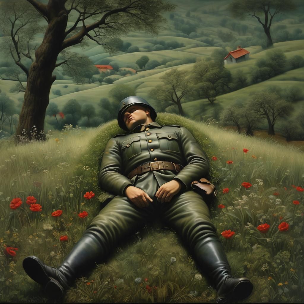 French Soldier As Encaustic Chiaroscuro Art