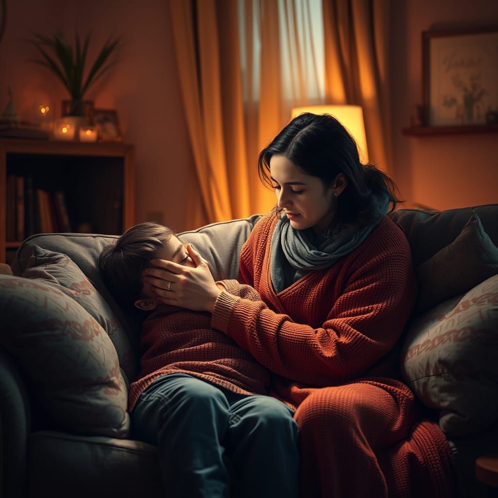 Motherly Comfort in a Cozy Living Room