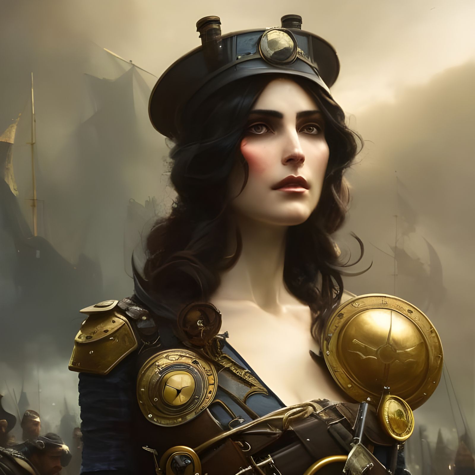 Steampunk Captain in Striking Light and Shadow