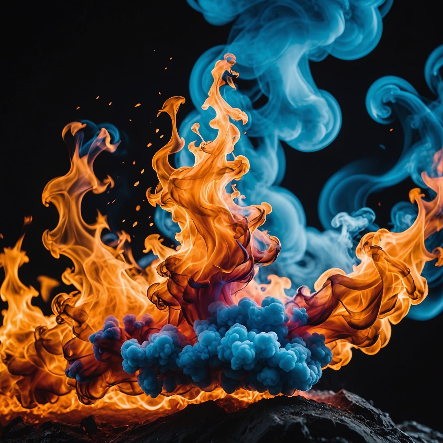 Fire and Ice Collision in Hyperrealistic Photography