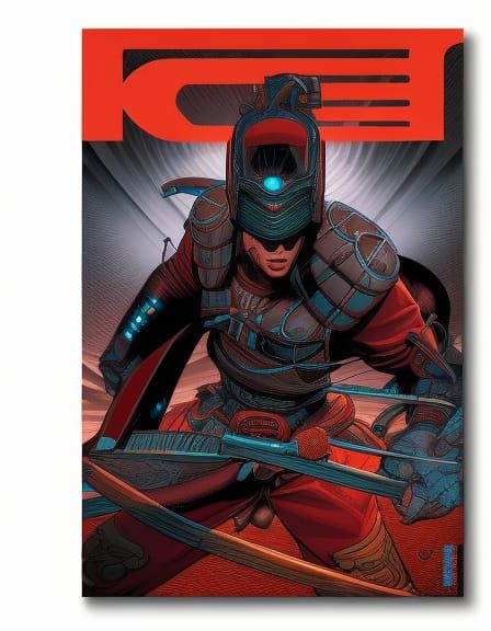 Futuristic Samurai in Soviet Poster Style