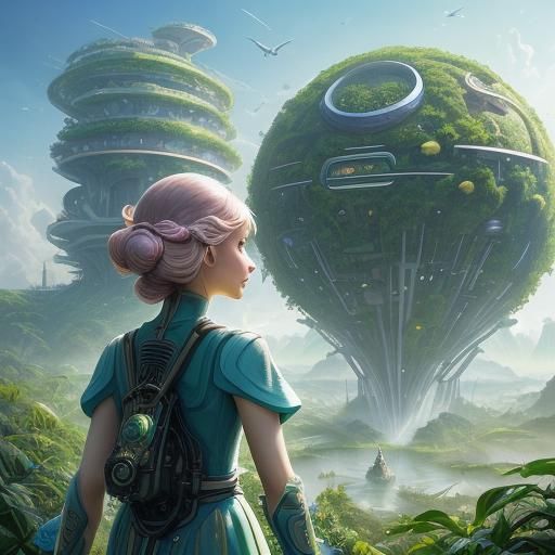 Eco-Futuristic Dreamscape of Lush Greenery