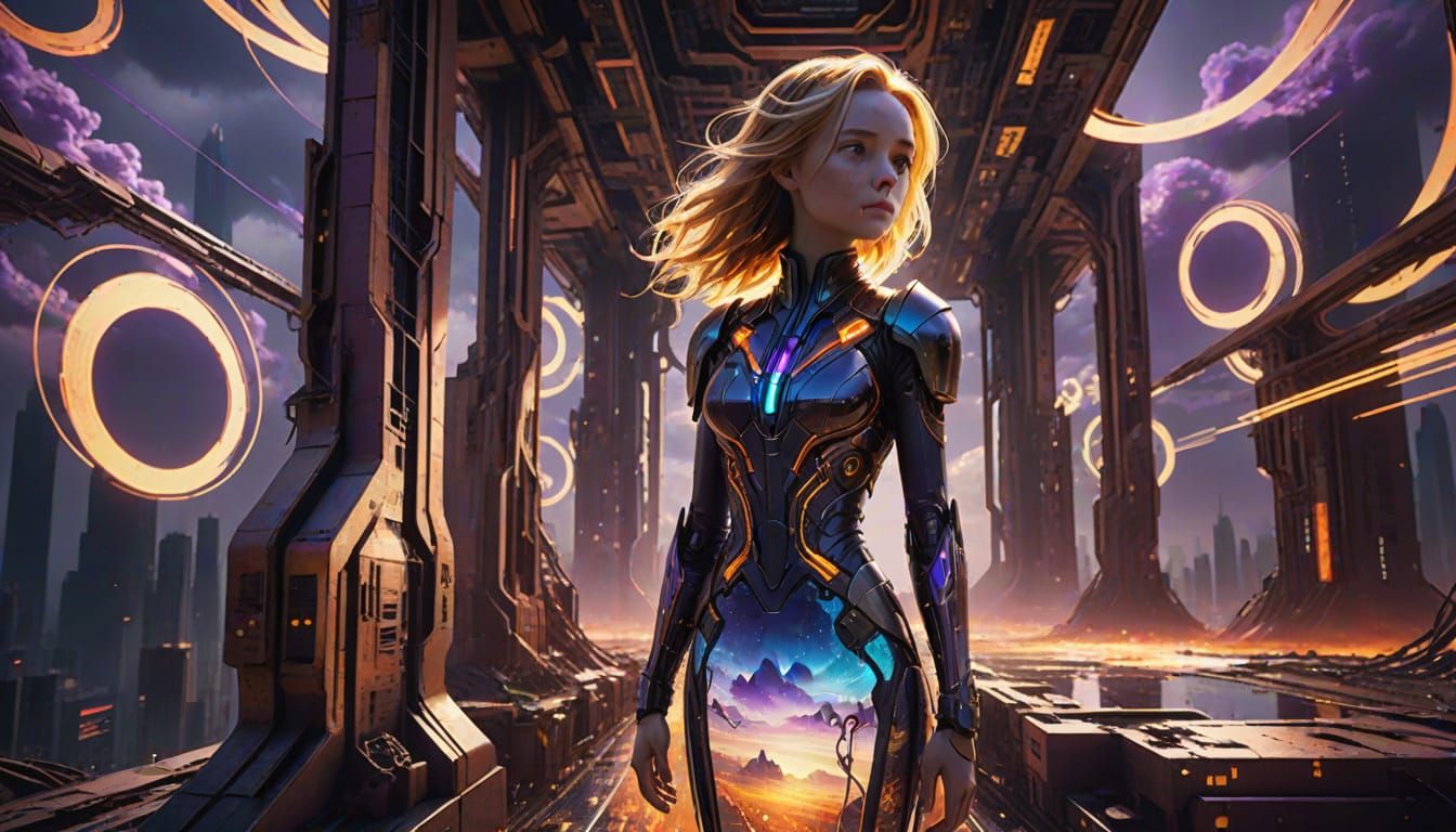 Cinematic Sci-Fi Portraits of Lenore and Sypha in Glowing Em...