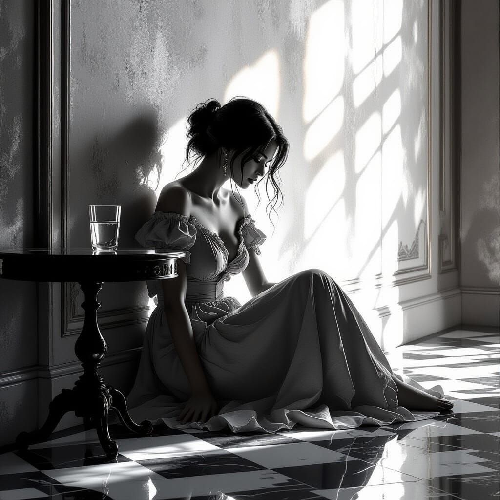 Dark Fantasy Art: Woman in Elegant Room