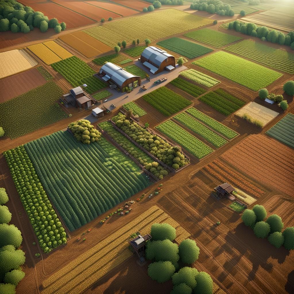 Agricultural Landscape: Aerial View with Drone Monitoring