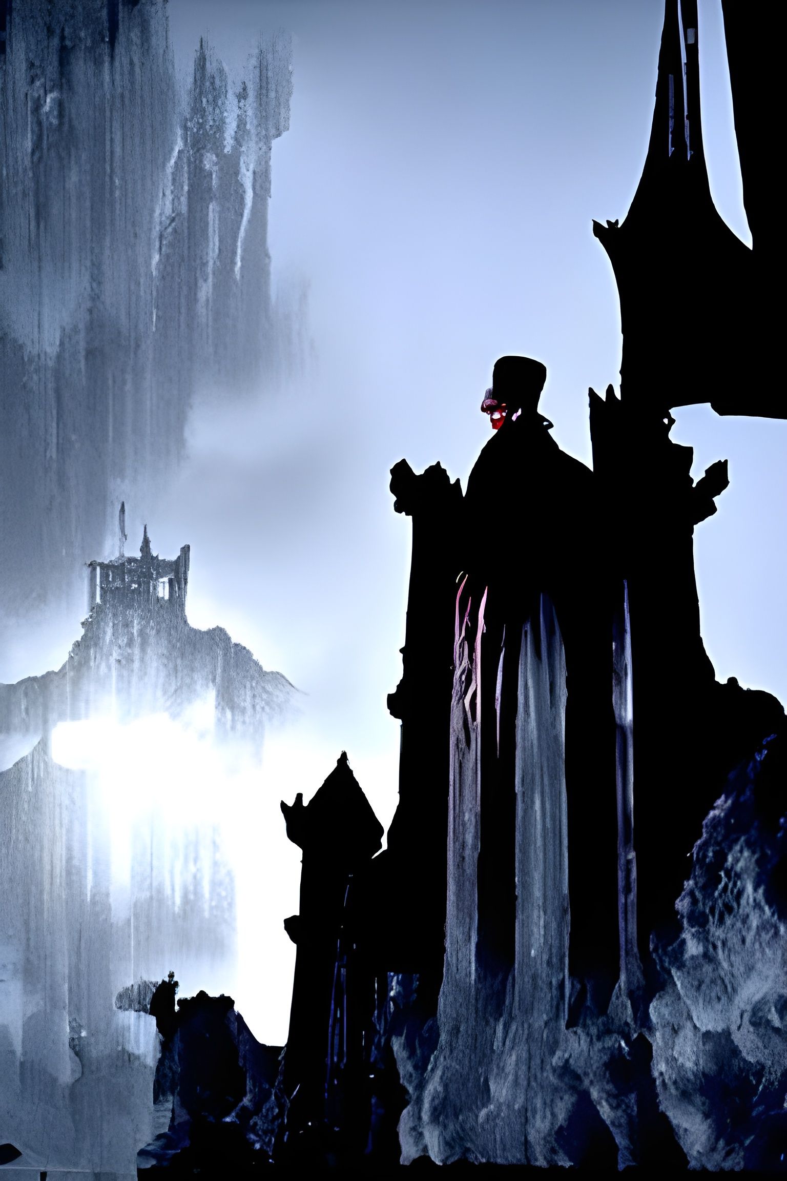 Creepy Dracula in Shadowy Castle: A Gothic Horror Scene