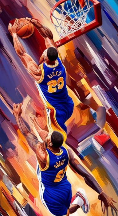 Hyperrealistic NBA Dunk Splash Art