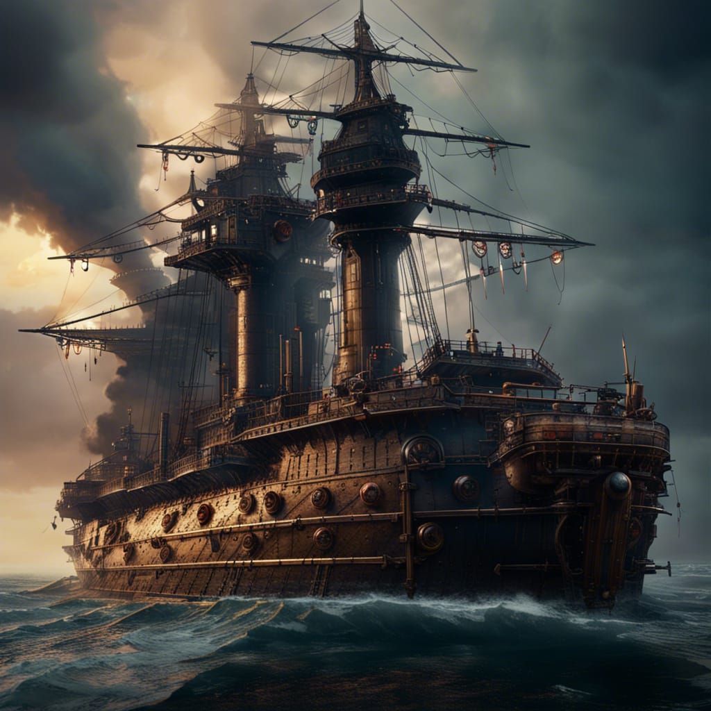 World War One Dreadnought Ship Concept Art