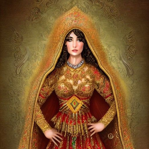 Iranian Bride in Traditional Turkmani Bridal Costume