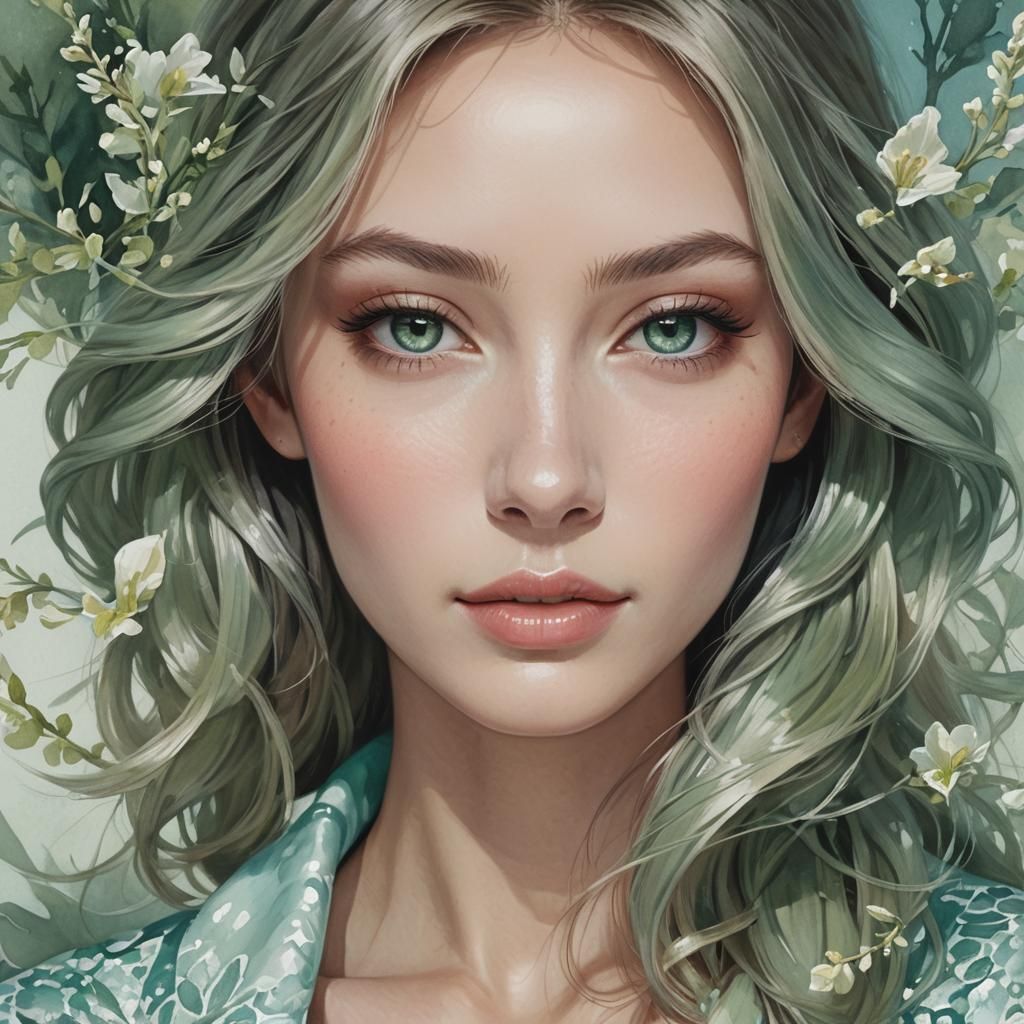 Beautiful Mermaid with Seaweed Hair and Glimmering Scales